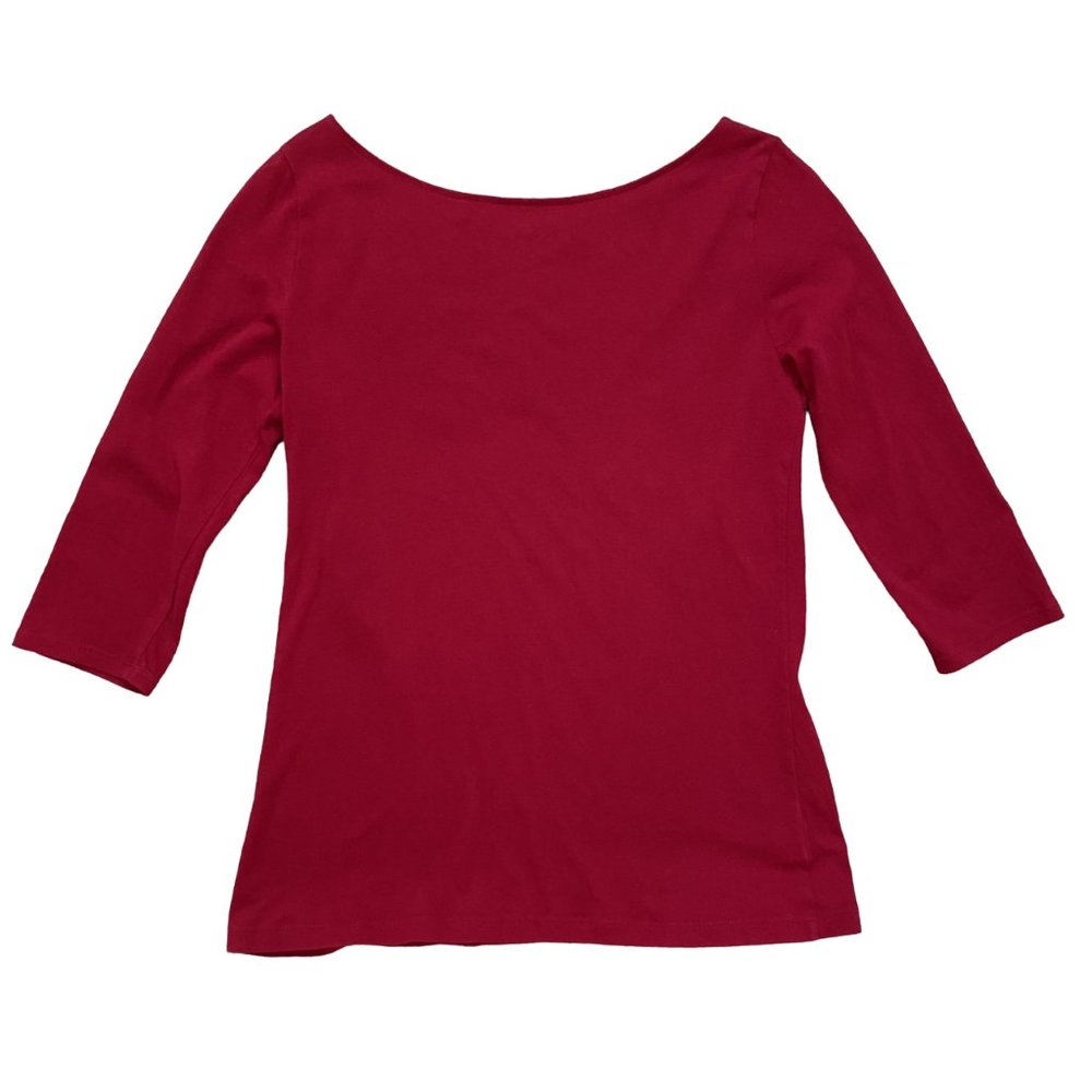 Ann Taylor LOFT red top with flower applique size small women - Picture 2 of 4